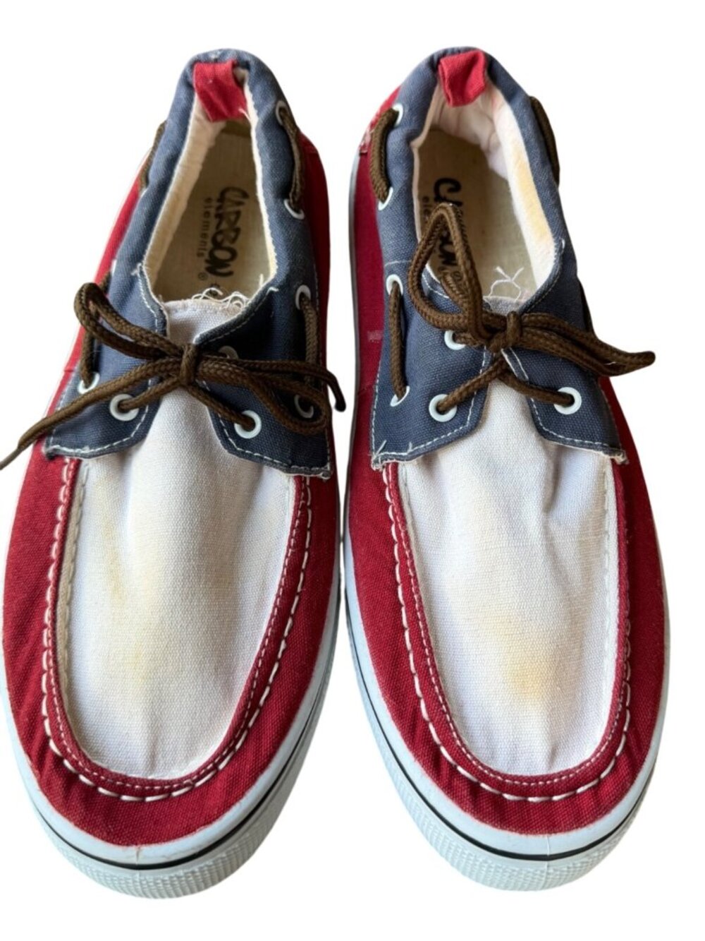 Carbon Elements Red, White, Blue Boat Canvas Shoes Men's Size S (8/9) (READ)